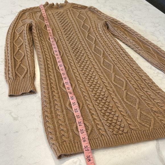J Crew Cable Knit Sweater Mini Lambswool Dress in Tan Regency Small - Picture 10 of 15